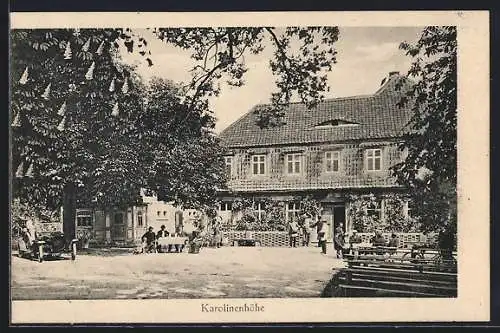 AK Hochstadt /Ofr., Gasthof Karolinenhöhe mit Tischen draussen