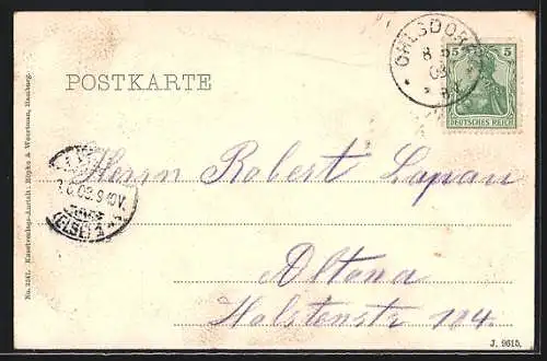 AK Hamburg-Bramfeld, Hotel Restaurant Seehof, Blick vom Wasser190319