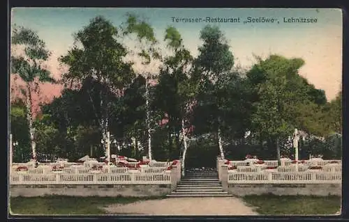 AK Lehnitz, Terrassen-Restaurant Seelöwe, Bes. Karl Schneidt, Blick auf die Terrasse