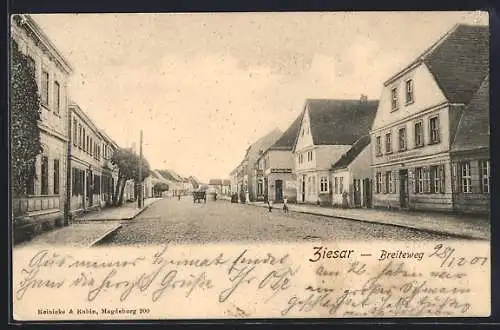 AK Ziesar, Strasse Breiteweg mit Kindern