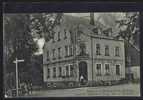 AK Raum b. Hartenstein, Gasthaus Erholung E. Strietzel