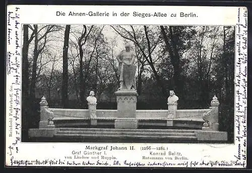 AK Berlin, Ahnen-Gallerie i. d. Siegesallee, Markgraf Johann II., Graf Günther I. v. Lindow u. Ruppin, Konrad Belitz