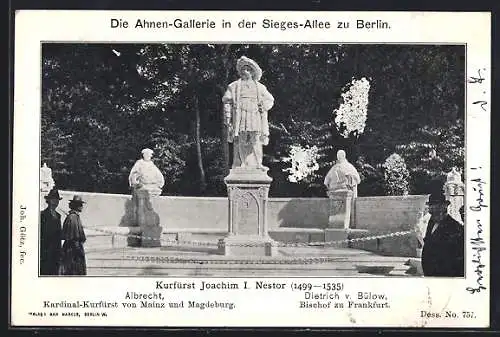 AK Berlin, Ahnen-Gallerie i. d. Siegesallee, Kurfürst Joachim I. Nestor, Albrecht, Kardinal v. Mainz u. Magdeburg