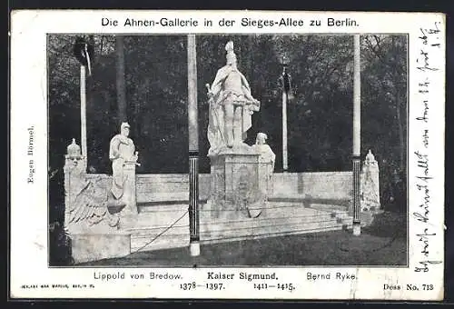 AK Berlin-Tiergarten, Ahnen-Gallerie i. d. Siegesallee, Kaiser Siegmund, Lippold von Bredow, Bernd Ryke