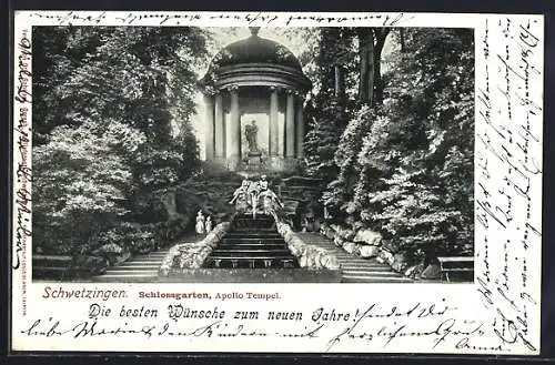 AK Schwetzingen, Schlossgarten, Apollo Tempel