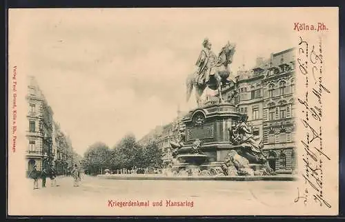 AK Köln-Neustadt, Kriegerdenkmal und Hansaring