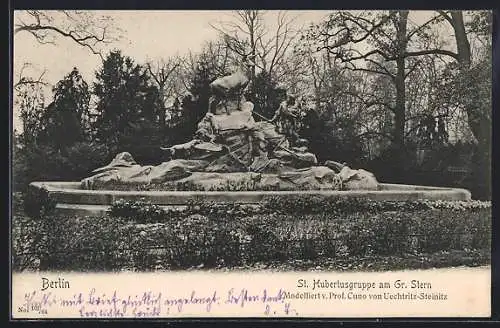 AK Berlin-Tiergarten, St. Hubertusgruppe am Grossen Stern