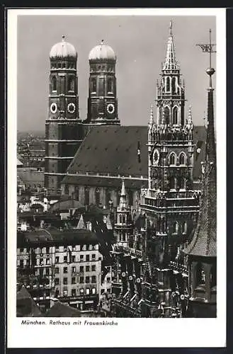 AK München, Frauenkirche und Rathaus