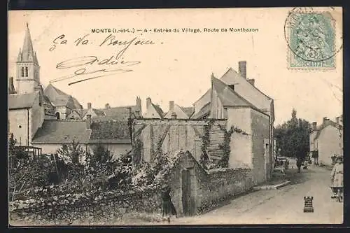 AK Monts /I.-et-L., Entrée du Village, Route de Montbazon