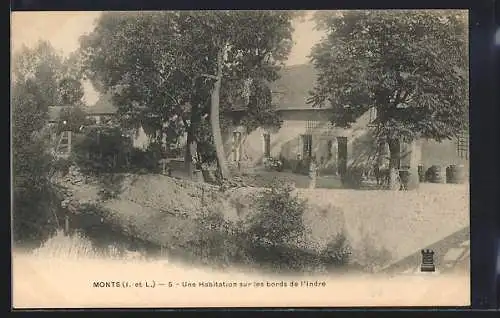 AK Monts /I.-et-L., Une Habitation sur les bords de l`Indre