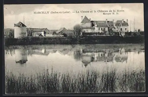 AK Marcilly, La Vienne et le Chateau de la Motte