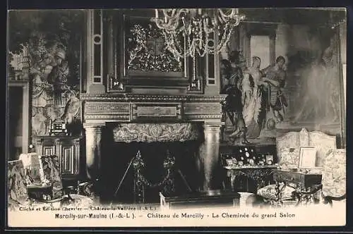 AK Marcilly-sur-Maulne, Chateau de Marcilly-La Cheminèe du grand Salon