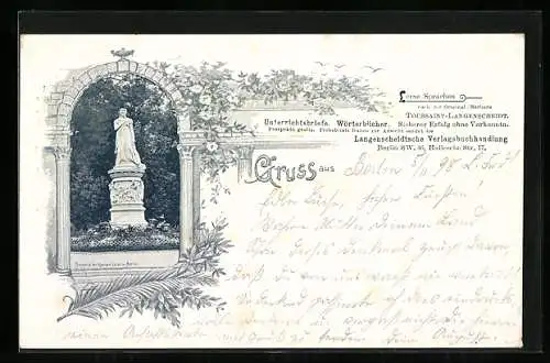 AK Denkmal der Königin Luise in Berlin, Langenscheidtsche Verlagsbuchhandlung, Bibliothek