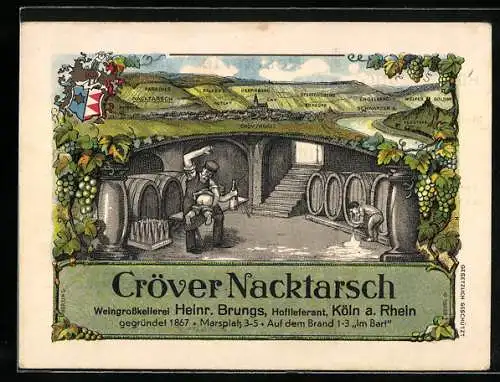 Lithographie Köln, Cröver Nacktarsch Naturrein, Marsplatz 3 - 5, Weingrosskellerei & Sektkellerei