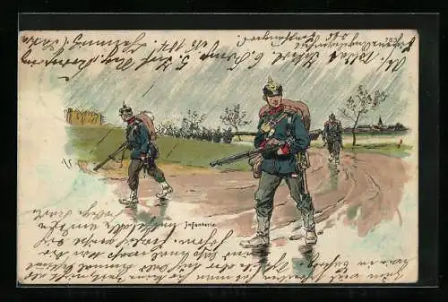 Künstler-Lithographie Bruno Bürger & Ottillie Nr. 783: Infanterie, Soldaten im Feld