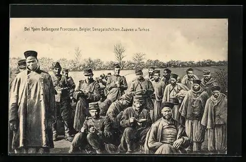 AK Ypern, Kriegsgefangene Franzosen, Belgier, Senegalschützen, Zuaven und Turkos