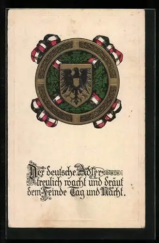 AK Deutsches Wappen mit Schleifen