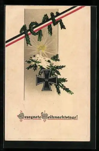 AK Eisernes Kreuz mit Tannengrün, 1914