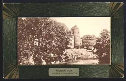 AK Hannover, Leine-Ufer und Beguinen-Turm, Passepartout