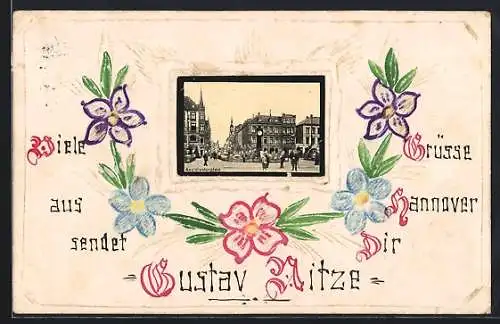 AK Hannover, Aegidientorplatz, Blumen, Papierkunst