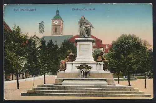 AK Schweinfurt / Main, Partie am Rückert-Denkmal