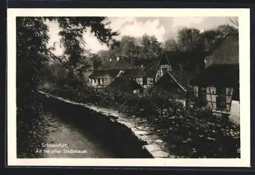 AK Schweinfurt, Partie an der alten Stadtmauer