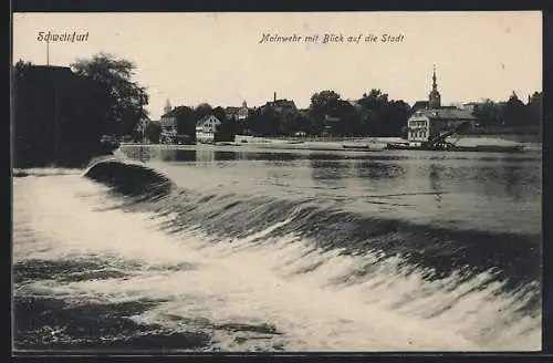 AK Schweinfurt, Mainwehr und Blick auf die Stadt