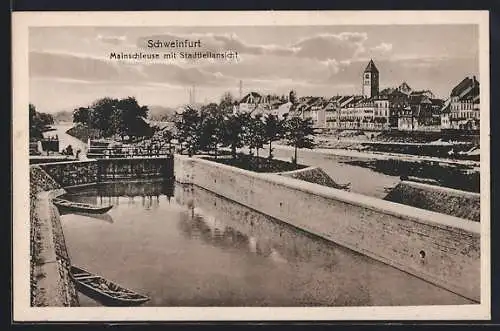 AK Schweinfurt / Main, Schleuse mit Stadtteilansicht