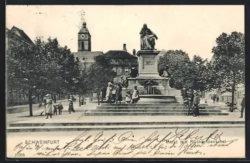 AK Schweinfurt, Markt mit Rückertdenkmal