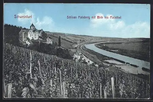 AK Schweinfurt, Schloss Mainberg mit Blick ins Mainthal