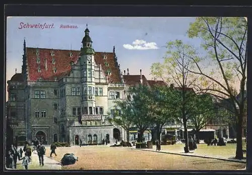 AK Schweinfurt, Strassenpartie am Rathaus