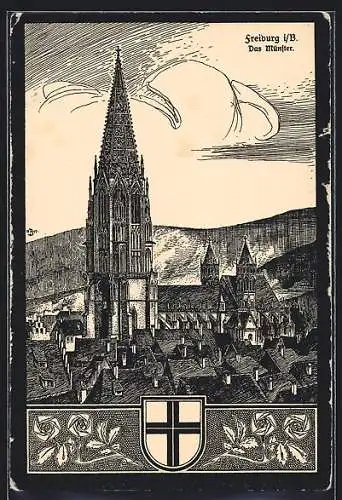 Künstler-AK Freiburg i. B., Das Münster