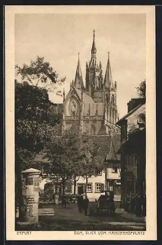 AK Erfurt, Blick vom Mainzerhofplatz auf den Dom mit Brühlerstrasse