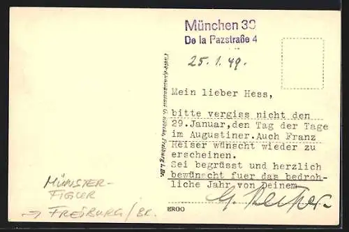 AK Freiburg /Br., Dom, Münster-Figur