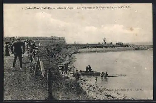 AK Saint-Martin-de-Ré, Citadelle-Plage, Les Remparts et le Promontoire de la Citadelle