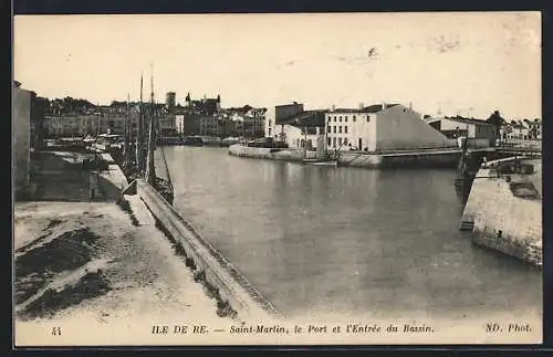 AK Saint-Martin /Ile de Re, Le Port et l`Entrée du Bassin