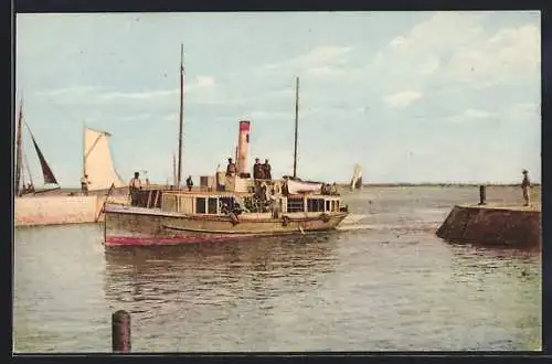 AK Le Chateau /Ile d`Oléron, Entrée dans le port d`un petit bateau de la Compagnie Oléronaise