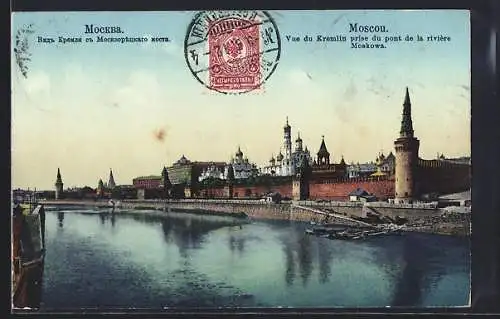 AK Moscou, Vue du Kremlin prise du pont de la riviére Moskowa