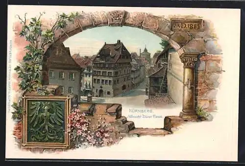 Passepartout-Lithographie Nürnberg, Albrecht Dürer Haus, Wappen