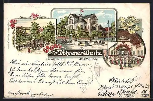 Lithographie Hannover - Waldhausen, Gasthaus Döhrender Warte