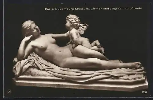 AK Paris, Luxemburg Museum, Skulptur Amor und Jugend von Crauk