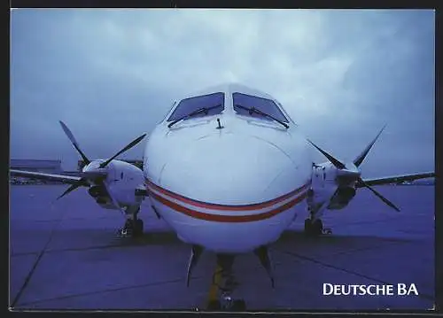 AK Flugzeug Saab 340 vor dem Start, Deutsche BA Luftfahrtgesellschaft