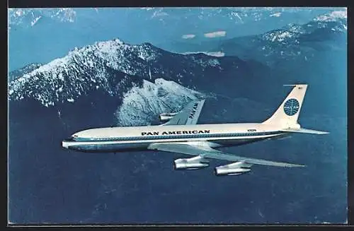 AK Flugzeug, Pan Am`s 707 in der Luft