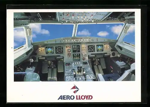 AK Aero Lloyd, Flugzeug Airbus A320, Blick ins Cockpit