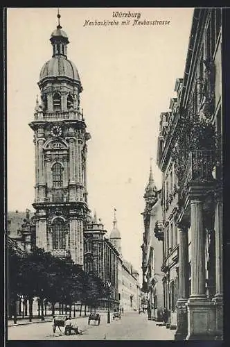 AK Würzburg, Neubaukirche mit Neubaustrasse