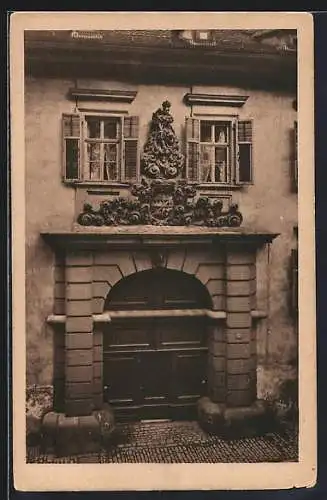 AK Würzburg, Portal eines Hauses & Strasse Martinsgasse 5