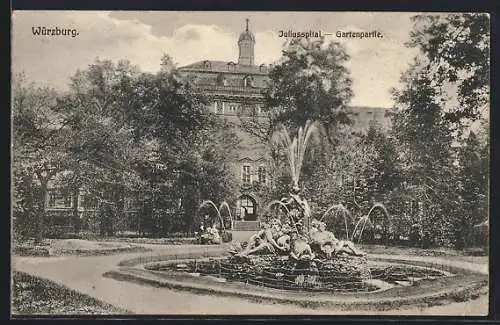 AK Würzburg, Juliusspital mit Gartenpartie