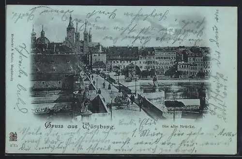 Mondschein-AK Würzburg, Die alte Brücke