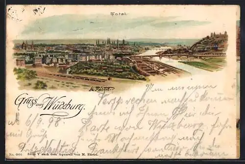 Lithographie Würzburg, Totalansicht