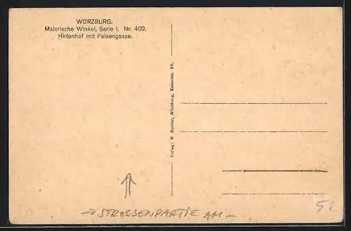 AK Würzburg, Hirtenhof mit Strasse Felsengasse